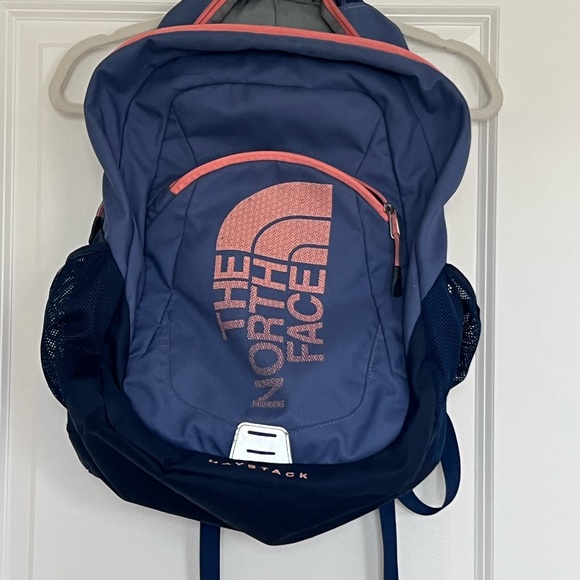 The North Face Blue Backpack with Pink Accents - Picture 1 of 6